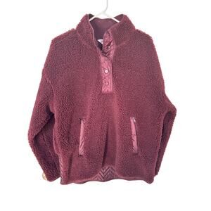 Athleta Women's‎ Cozy Sherpa  Sweatshirt Burgundy Size Large